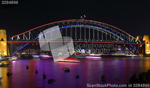 Image of Lavender Bay and Sydney Harbour Bridge during Vivid Sydney