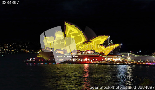 Image of Sydney Opera House in vivid Yellow