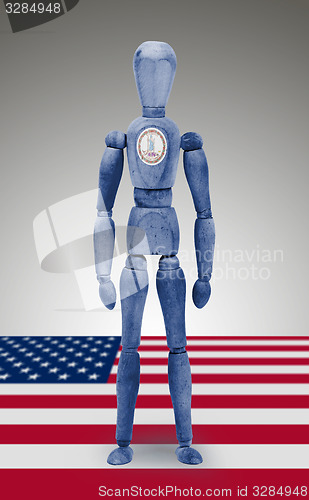 Image of Wood figure mannequin with US state flag bodypaint - Virginia