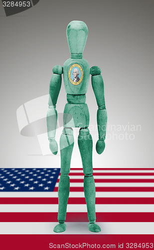 Image of Wood figure mannequin with US state flag bodypaint - Washington