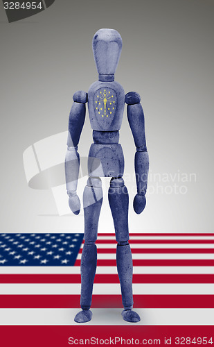 Image of Wood figure mannequin with US state flag bodypaint - Indiana