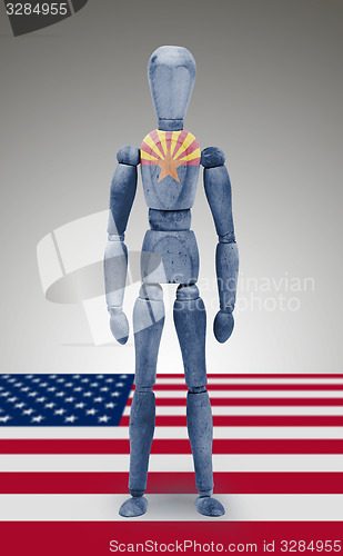 Image of Wood figure mannequin with US state flag bodypaint - Arizona