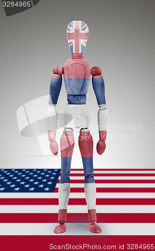 Image of Wood figure mannequin with US state flag bodypaint - Hawaii