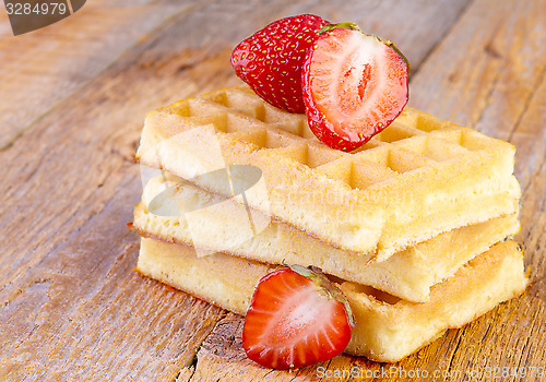 Image of homemade waffles with strawberries