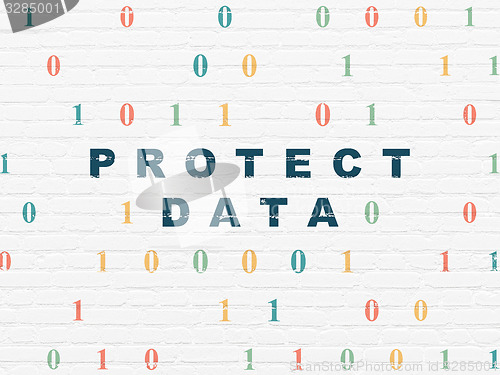 Image of Privacy concept: Protect Data on wall background