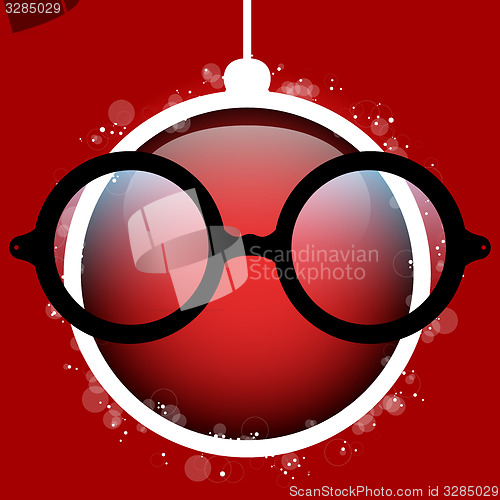 Image of Merry Christmas Red Ball with Glasses