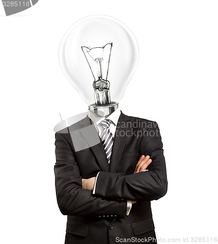 Image of Lamp Head Man In Suit With Crossed Hands