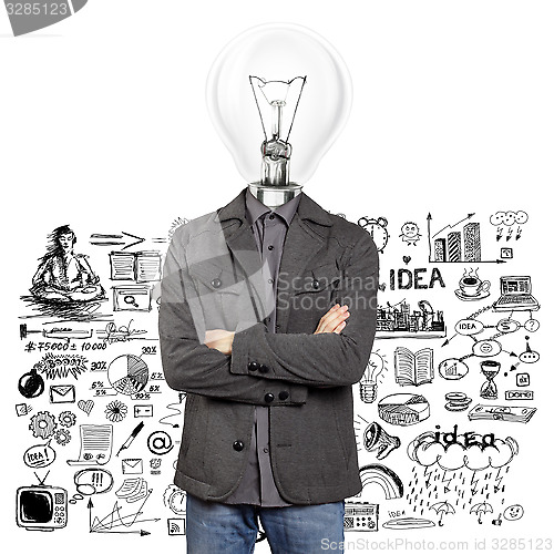Image of Lamp Head Man With Folded Hands