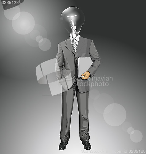 Image of Vector Lamp Head Businessman With Laptop