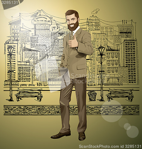 Image of Vector Business Man With Beard Shows Well Done