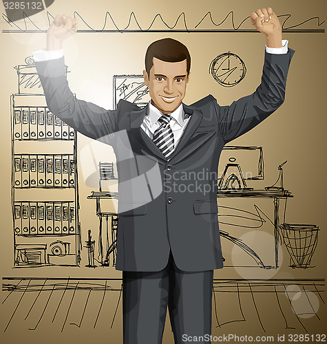 Image of Vector Businessman With Hands Up 06