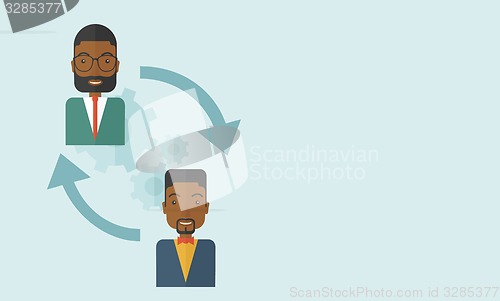 Image of Two men in exchanging ideas.