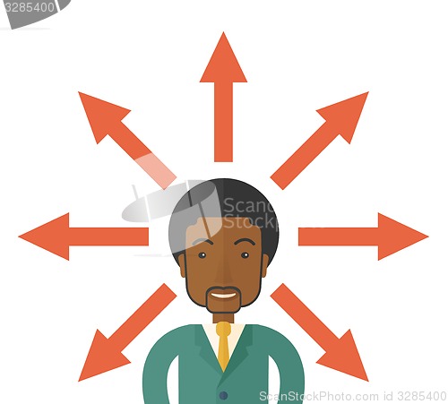 Image of Black guy with too many arrows.