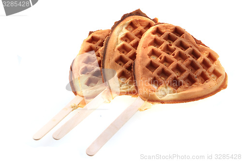 Image of waffles heart isolated