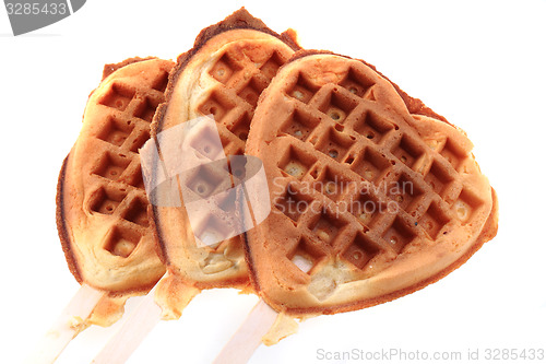 Image of waffles heart isolated