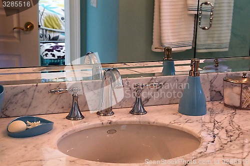 Image of blue bathroom sink