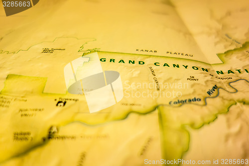 Image of vintage map of grand canyon national park and surroundings