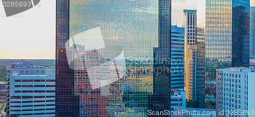 Image of sunset over charlotte city skyline of north carolina