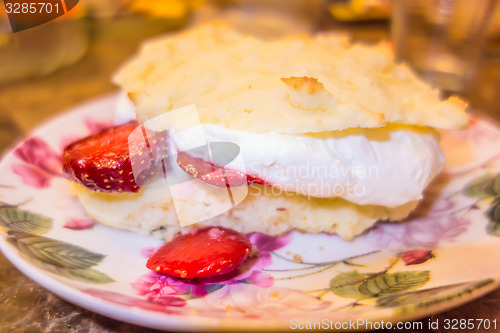 Image of Homemade strawberry shortcake with whipped cream