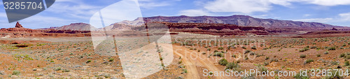 Image of panoramic view of canyons and hat rock in utah