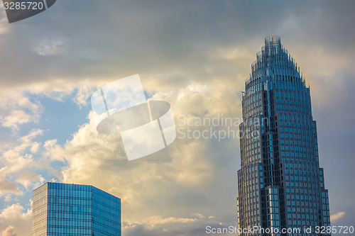 Image of sunset over charlotte city skyline of north carolina