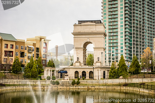 Image of Millennium Gate triumphal arch at Atlantic Station in Midtown At