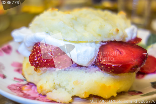 Image of Homemade strawberry shortcake with whipped cream