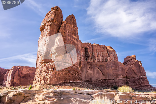 Image of high red rocks formations in monument valley utah