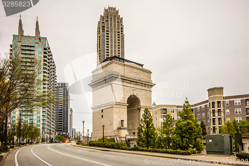 Image of Millennium Gate triumphal arch at Atlantic Station in Midtown At