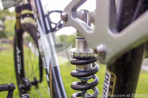 Image of suspension close up of a mountain bicycle