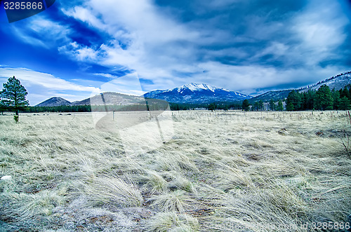 Image of Scenic desert landscape with Humphreys Peak seen in the distance