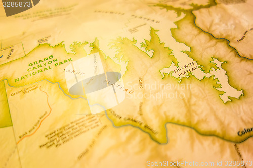 Image of vintage map of grand canyon national park and surroundings
