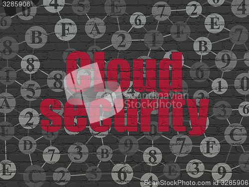 Image of Cloud networking concept: Cloud Security on wall background