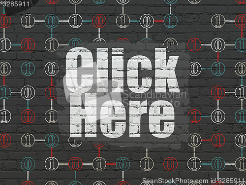 Image of Web design concept: Click Here on wall background