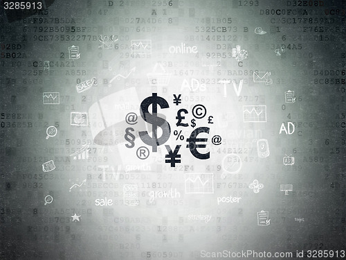 Image of Marketing concept: Finance Symbol on Digital Paper background