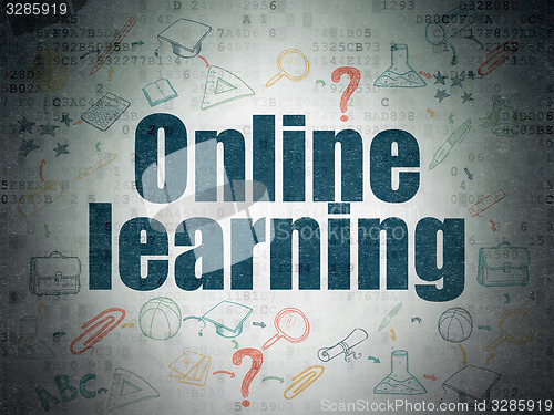 Image of Studying concept: Online Learning on Digital Paper background