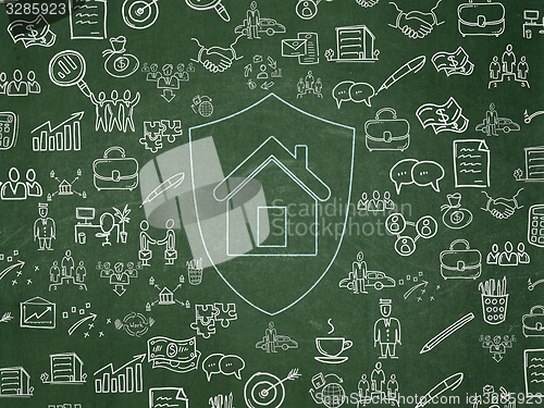 Image of Business concept: Shield on School Board background