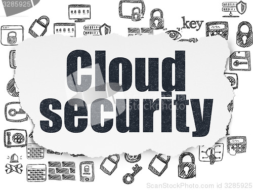 Image of Protection concept: Cloud Security on Torn Paper background