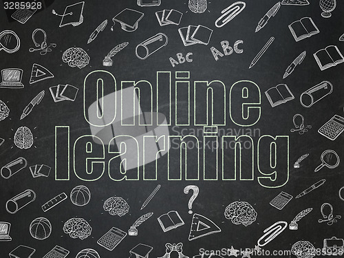 Image of Studying concept: Online Learning on School Board background