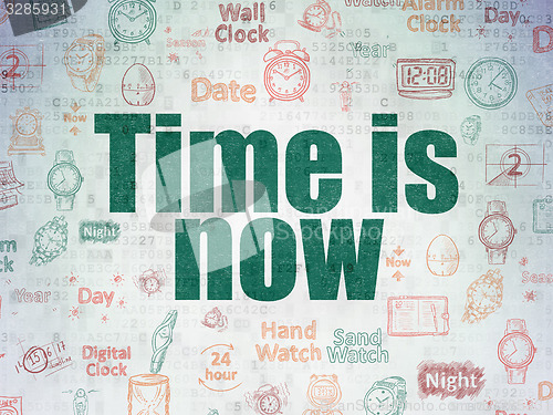 Image of Time concept: Time is Now on Digital Paper background