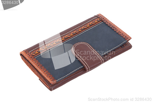 Image of Old blue wallet isolated on white