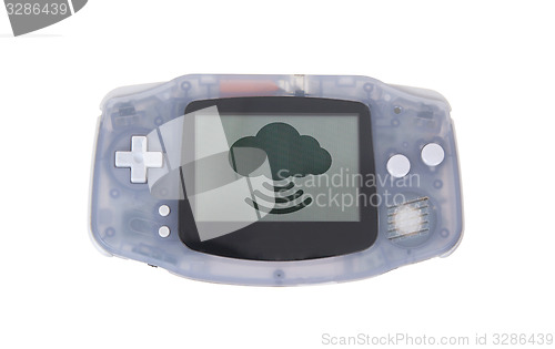 Image of Old dirty portable game console with a small screen