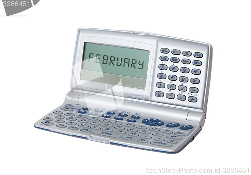 Image of Electronic personal organiser isolated - Februari