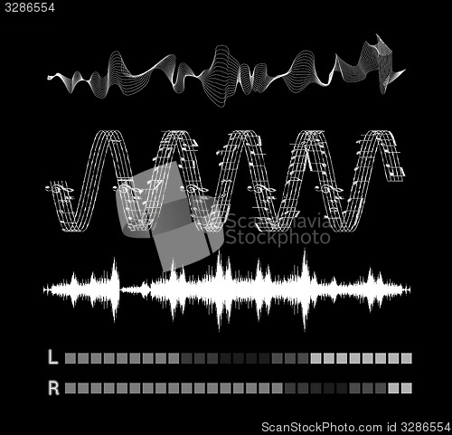 Image of Vector sound waves set