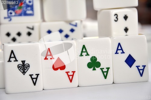 Image of Mahjong set with four Aces 