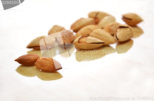 Image of Almonds on the white floor