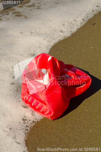 Image of plastic pollution garbage on the sea shore