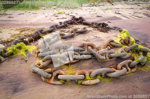 Image of anchor chain from a huge ship