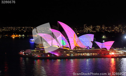 Image of Sydney Opera House pink with splashes of colour