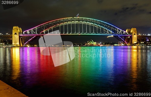 Image of Sydney Harbour Bridge in Rainbow Colours